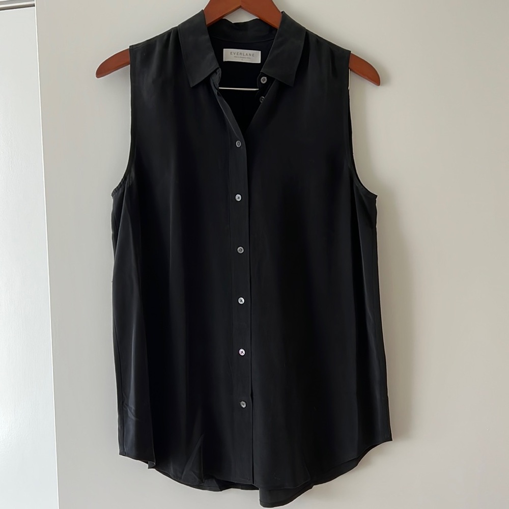 Everlane Size 8 Silk Sleeveless Blouse with Collar